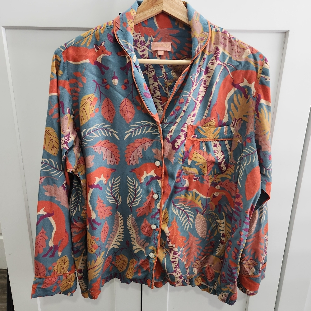 Powder Pajama Top Woodland Forest Print Women's Size Medium Modal